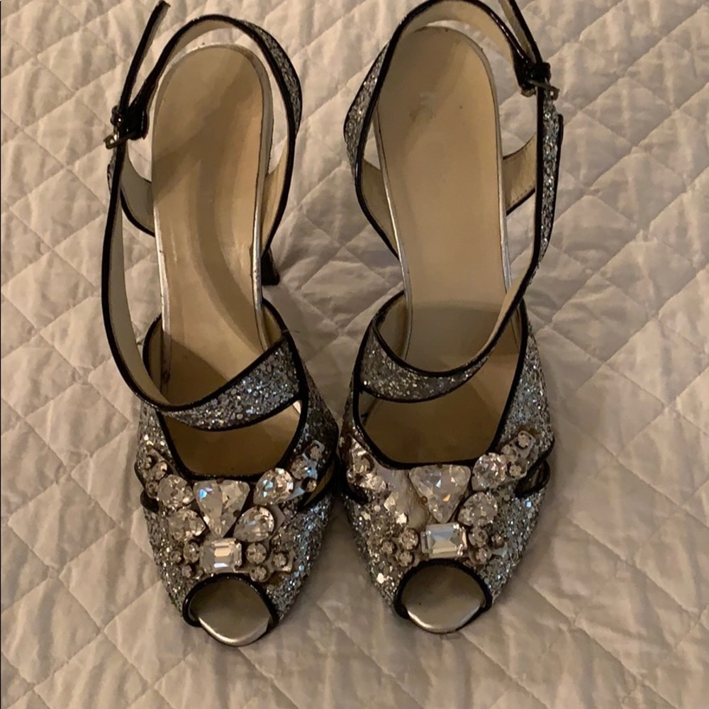 Silver glitter rhinestone shoes 39 1/2 Mui Mui